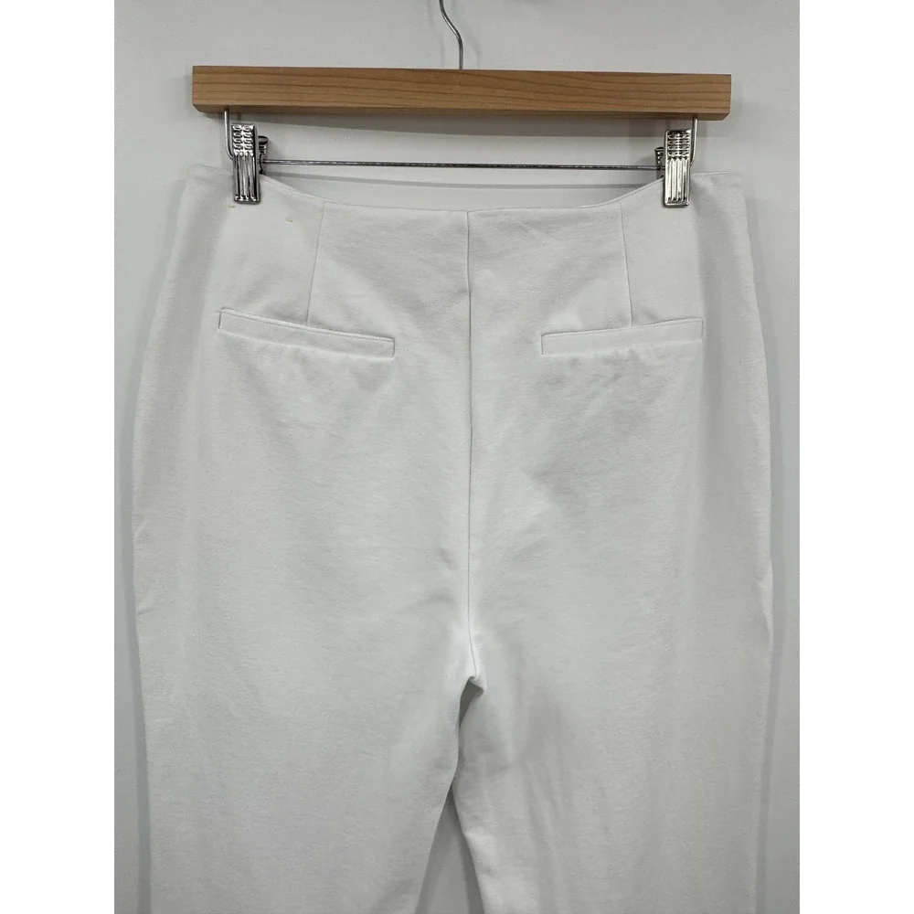 Michael Michael Kors White Knit Cropped Kick Flare Pants 8 Pintuck Front Seam